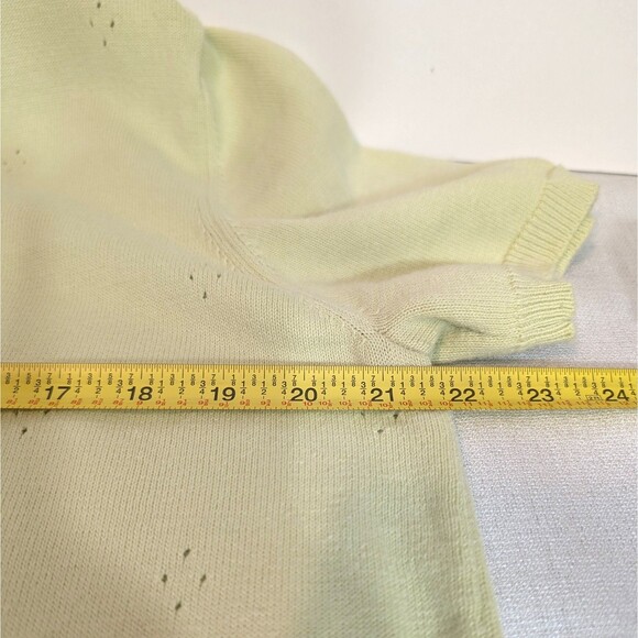 Drapers & Damons Women Size LARGE Sweater Short Sleeves Lt Green & Black Floral - Picture 9 of 16